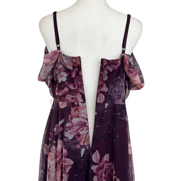 Candalite Spaghetti Strap Floral Sheer Sparkly Fairy Whimisgoth Maxi Dress (PL) - Picture 12 of 16